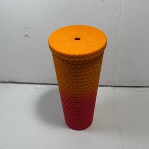 Orange and Red Textured Tumbler No Straw